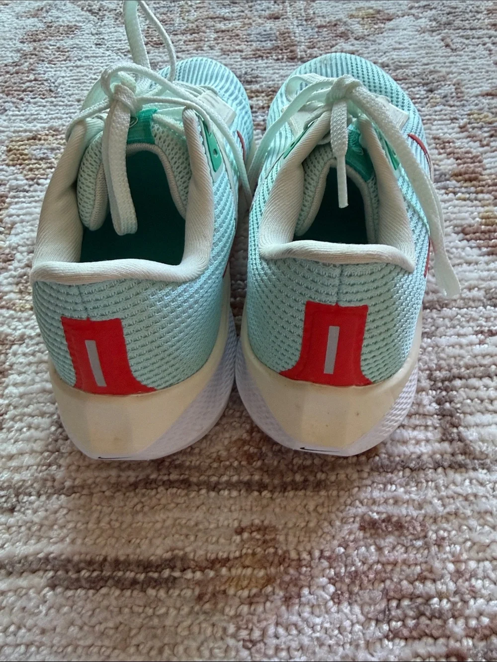 Light Aqua Nike Pegasus 40 Sneakers with Coral Accents